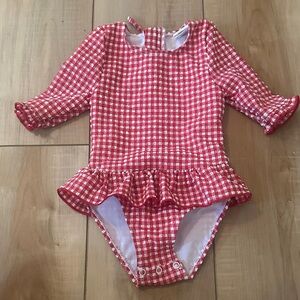 Snapper Rock Red and White Gingham Baby Girl Swimsuit